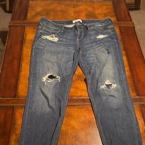 Express Dark Blue Distressed Boyfriend Jeans